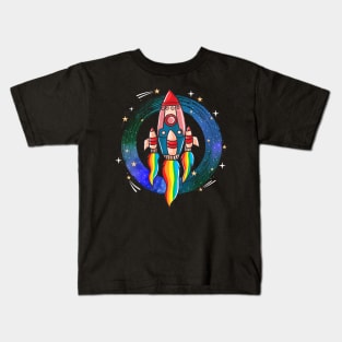 Retro Cool Rocket Ship Space Kids T-Shirt